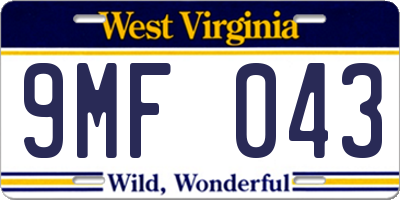 WV license plate 9MF043