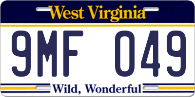 WV license plate 9MF049