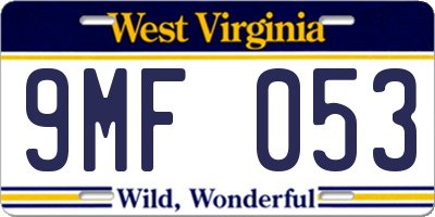 WV license plate 9MF053
