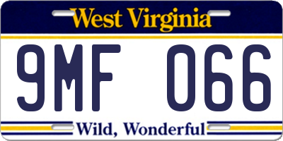 WV license plate 9MF066