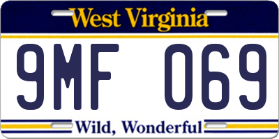 WV license plate 9MF069