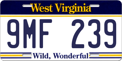 WV license plate 9MF239