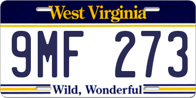 WV license plate 9MF273