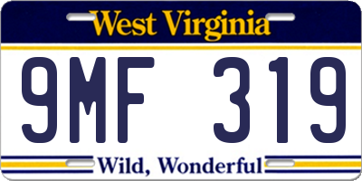 WV license plate 9MF319
