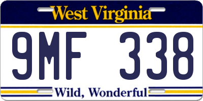 WV license plate 9MF338