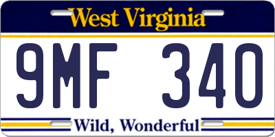 WV license plate 9MF340