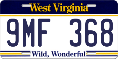 WV license plate 9MF368