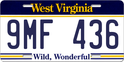WV license plate 9MF436