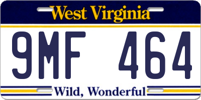 WV license plate 9MF464