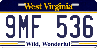 WV license plate 9MF536