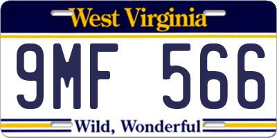 WV license plate 9MF566