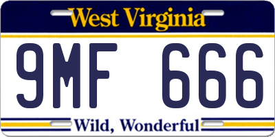 WV license plate 9MF666