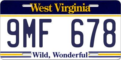 WV license plate 9MF678