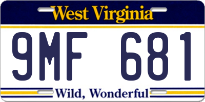 WV license plate 9MF681