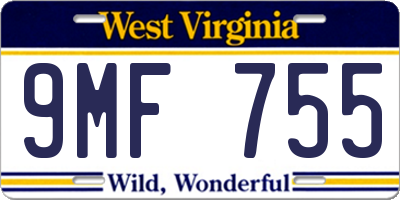WV license plate 9MF755
