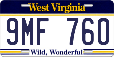 WV license plate 9MF760