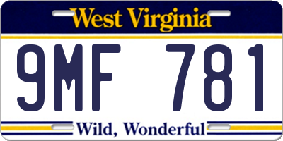 WV license plate 9MF781