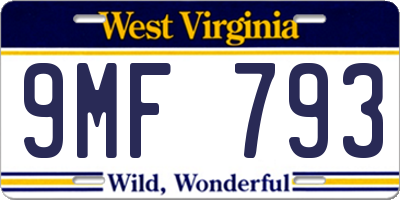 WV license plate 9MF793