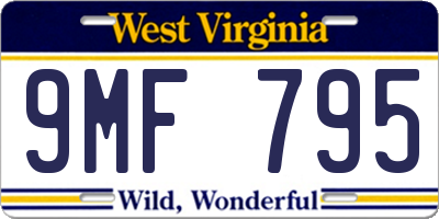 WV license plate 9MF795