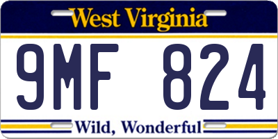 WV license plate 9MF824