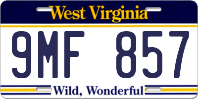 WV license plate 9MF857