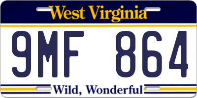 WV license plate 9MF864