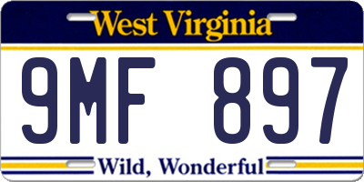 WV license plate 9MF897