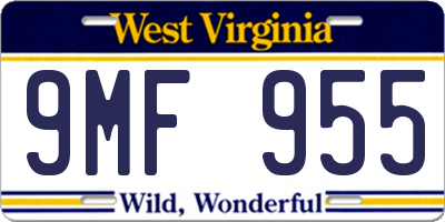 WV license plate 9MF955