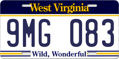 WV license plate 9MG083