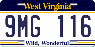 WV license plate 9MG116