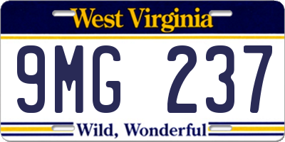 WV license plate 9MG237