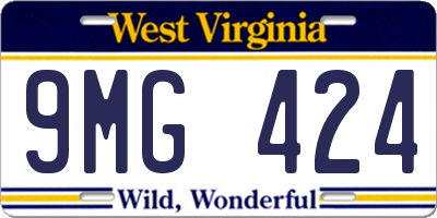 WV license plate 9MG424