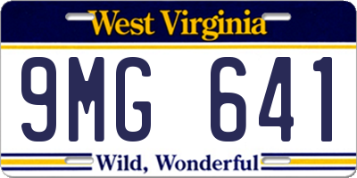 WV license plate 9MG641