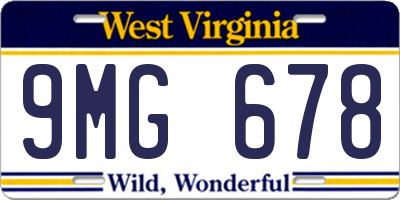 WV license plate 9MG678