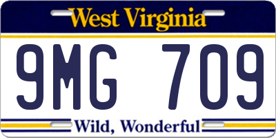 WV license plate 9MG709