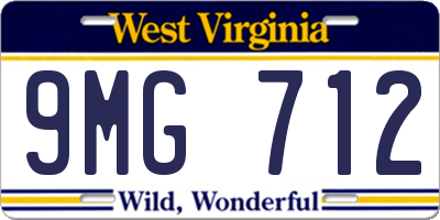 WV license plate 9MG712