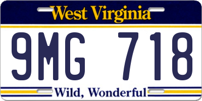WV license plate 9MG718