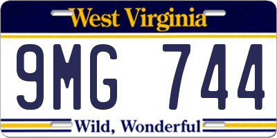 WV license plate 9MG744