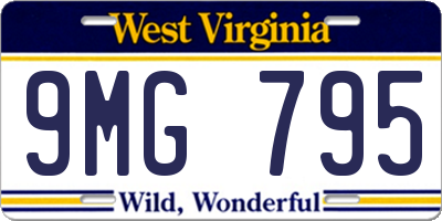WV license plate 9MG795