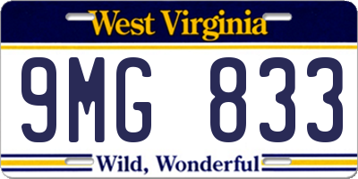 WV license plate 9MG833