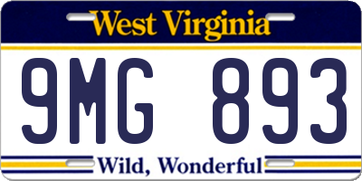 WV license plate 9MG893