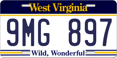 WV license plate 9MG897