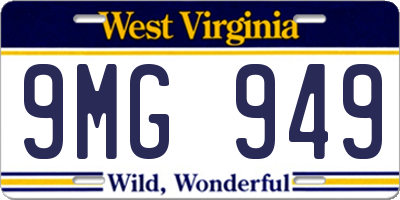 WV license plate 9MG949