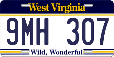 WV license plate 9MH307