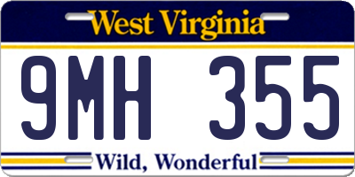 WV license plate 9MH355