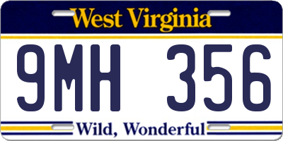 WV license plate 9MH356