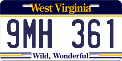 WV license plate 9MH361