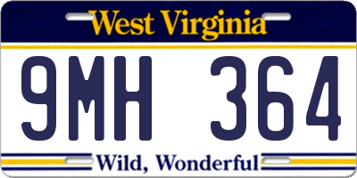 WV license plate 9MH364