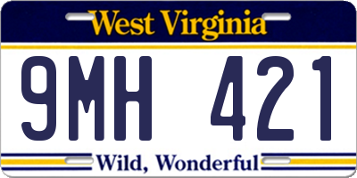 WV license plate 9MH421