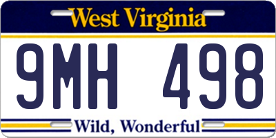 WV license plate 9MH498
